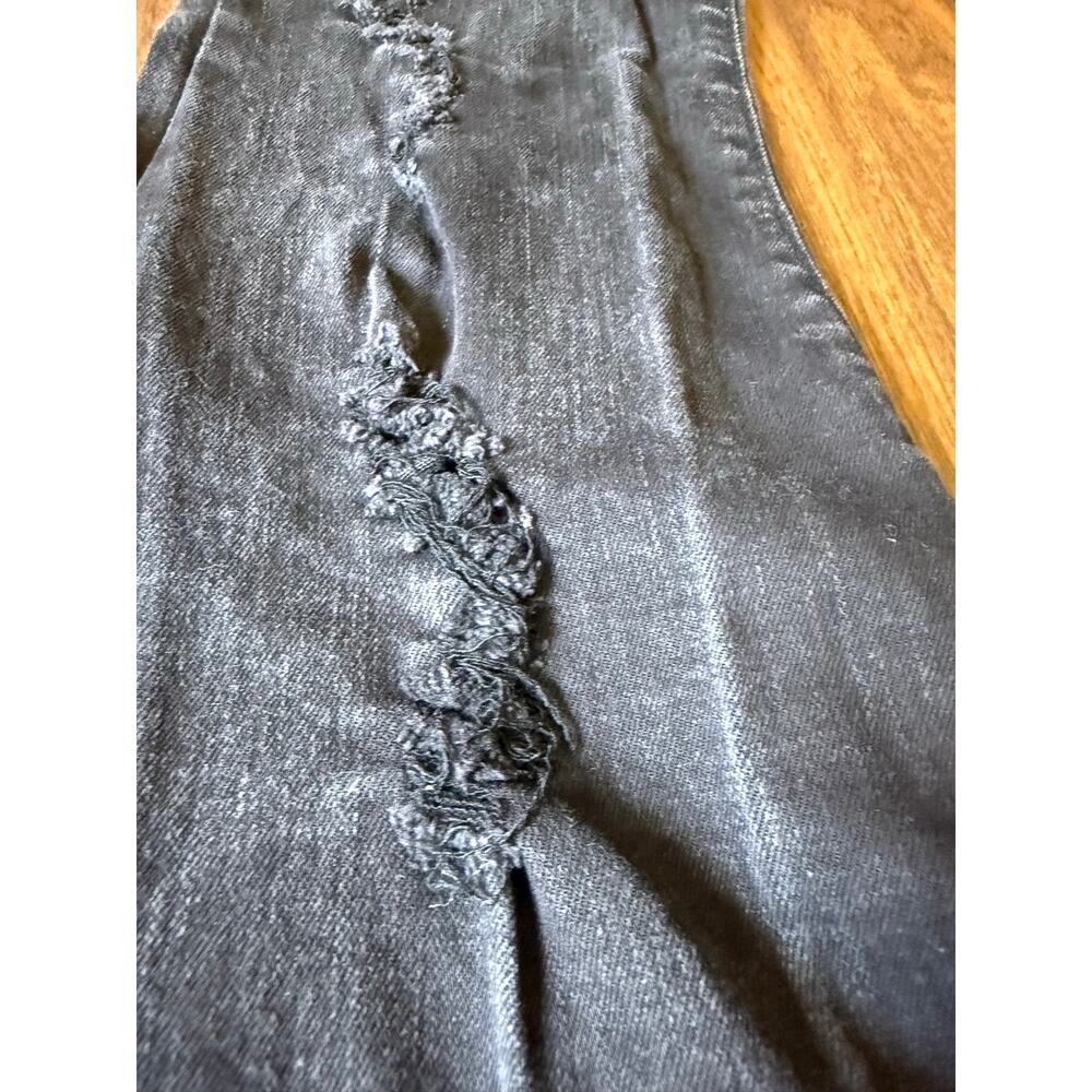 Vibrant M.I.U. made in USA blk distressed ultra flared Bell bottom womens size 3 - Picture 6 of 8